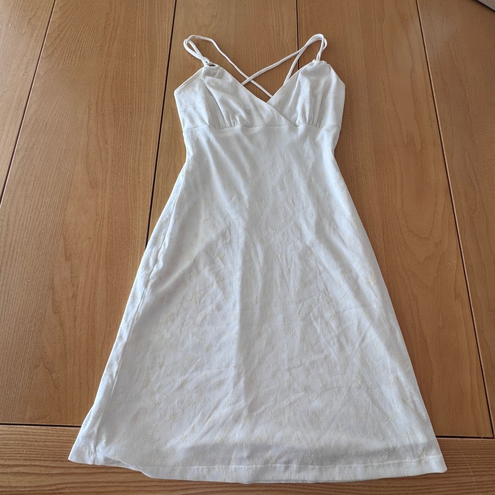 Y2K JNT Apparel Mini Dress Babydoll Size M Ditsy Floral Textured Stretch Bridal